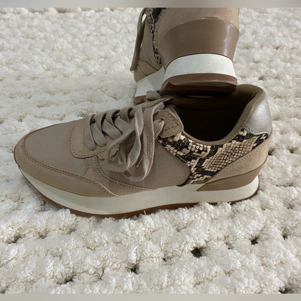 Zara Tan and Brown Sneakers with Animal Print